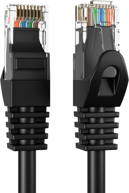 Cat5E 75FT Network Ethernet Patch Cable, 350Mhz Internet Wire, Compatible with PC, Laptop, Modem, Router, Tvs, Printer Cord, Consoles for Home and Office, Black