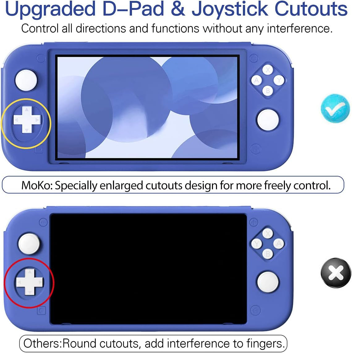 Protective Case for Switch Lite, Silicone Cover, Shock-Absorption Anti-Scratch Non-Slip Case - Blue