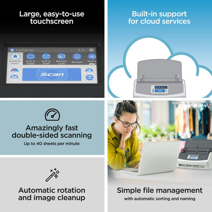 Ix1600 Wireless or USB High-Speed Cloud Enabled Document, Photo & Receipt Scanner with Large Touchscreen and Auto Document Feeder for Mac or PC, White
